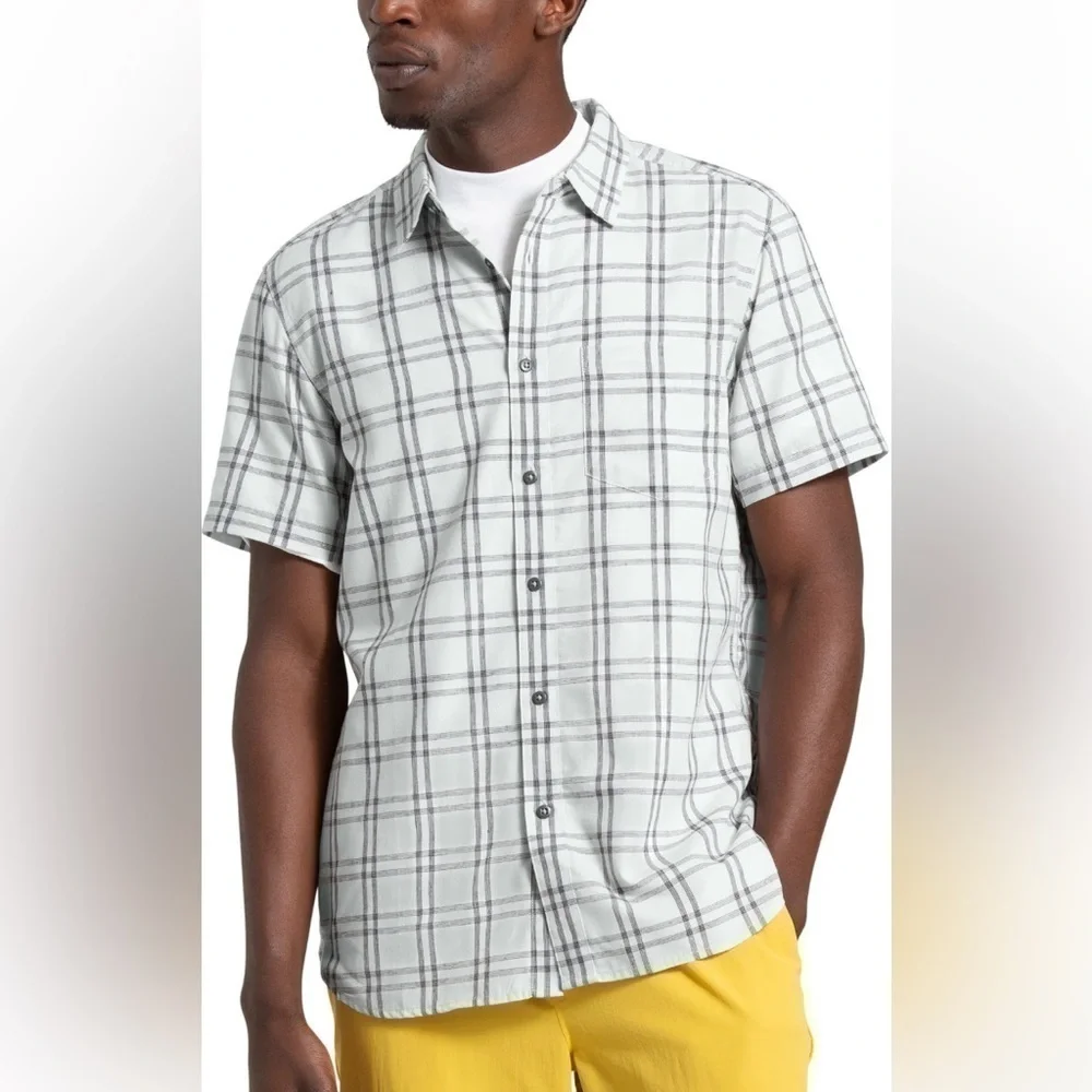 Men’s The North Face Plaid Short Sleeve Hammetts Button Down Blue Gray Size XL